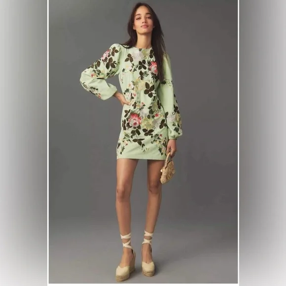 Anthropologie Let me Be Mint Green Floral Mini Dress
Size Small - Picture 1 of 4